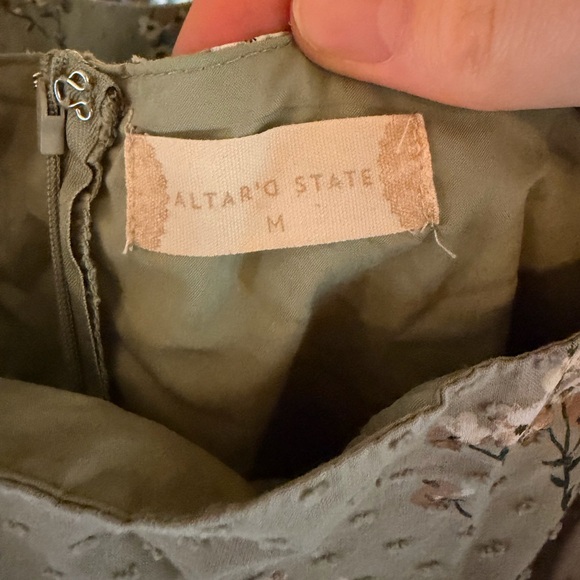 Altar'd State Gray Floral Puff Sleeve Dress - Picture 2 of 2